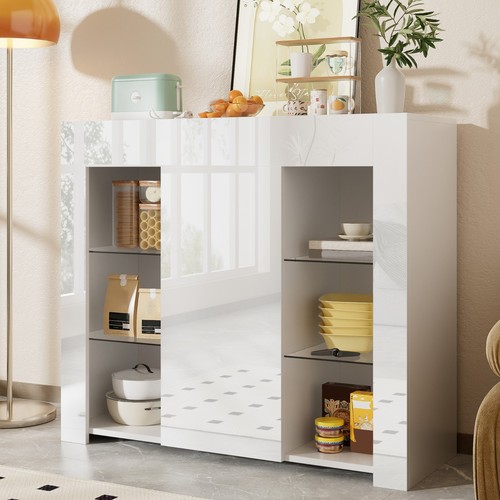 Weiß hochglanz sideboard - hochglanz,